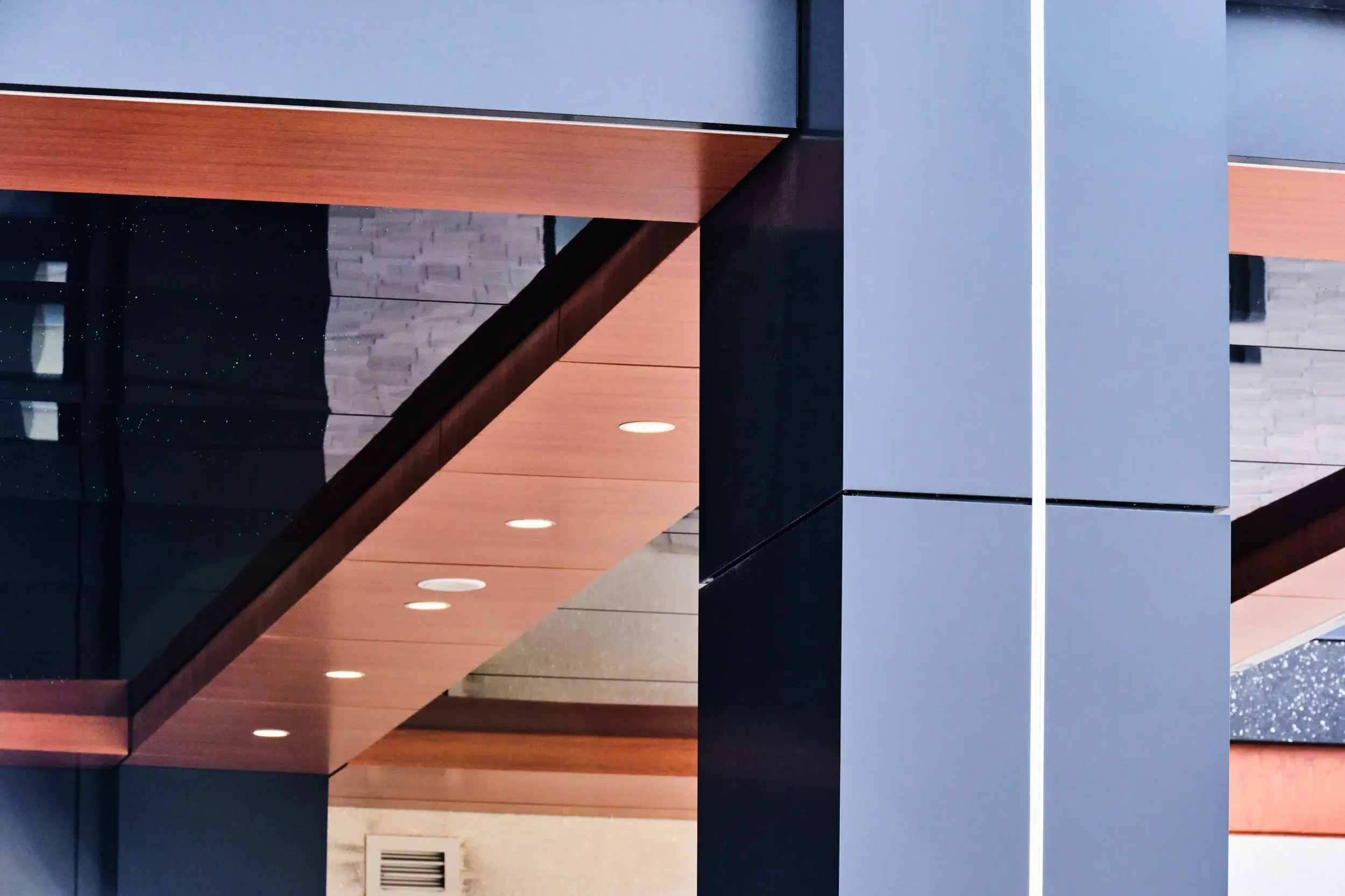 Close-up of custom fabricated cladding panels